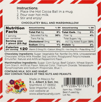 Peppermint Hot Chocolate Ball With Marshmallows - .83 OZ - Image 5