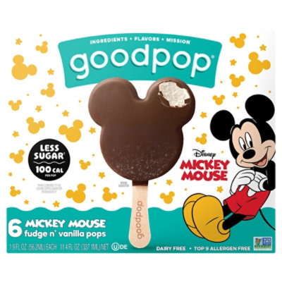 Goodpops Bar Fudge Mickey Dairy Free 6 Ct - 11.4 FZ - Image 2