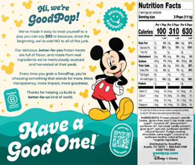 Goodpops Bar Fudge Mickey Dairy Free 6 Ct - 11.4 FZ - Image 5
