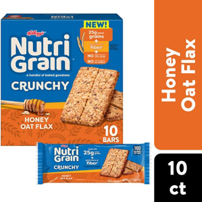 Nutri-Grain Crunchy Bars Honey Oat Flax Fiber Bars 10 Count - 7 Oz