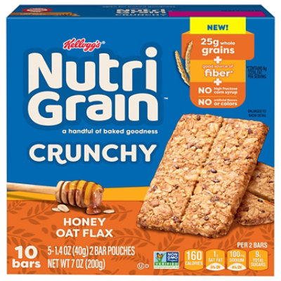 Kelloggs Nutri Grain Crunchy Honey Oat Flax 5ct - 7 OZ - Image 2