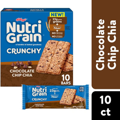 Nutri-Grain Crunchy Bars Chocolate Chip Chia Fiber Bars 10 Count - 7 Oz