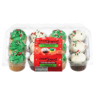 Overjoyed Mini Vanilla & Chocolate Holiday Cupcakes - 10 OZ - Image 1