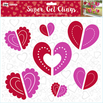 Mello Smello Valentines Split Heart Gel Cling 12 x 12 Inch - Each - Image 1
