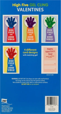 Mello Smello Gel Cling Valentines High Five Ages 3+ Cards - 16 Count - Image 3
