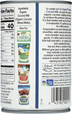 Lets Do Organic Evaporated Coconut Milk 13.5 Oz - 13.5 OZ - Image 5
