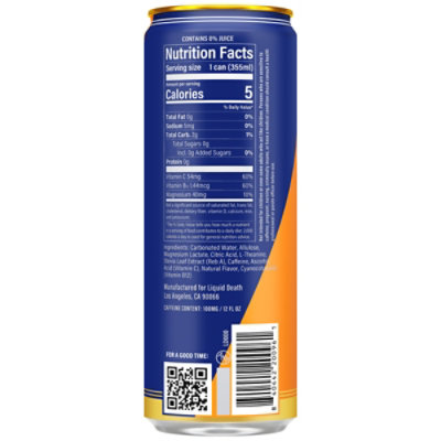 Liquid Death Sparkling Orange Horror Energy Drink - 12 Fl. Oz. - Image 2