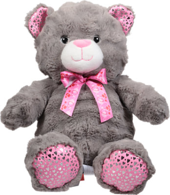 Signature SELECT Valentine Gray Ribbon Teddy 17 Inch - Each - Image 1