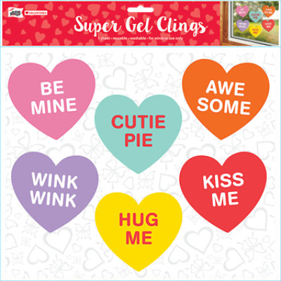Mello Smello Valentines Convo Heart Gel Cling 12 x 12 Inch - Each - Image 1