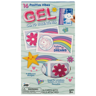 Mello Smello Gel Cling Valentines Positive Vibes Ages 3+ Cards - 16 Count - Image 1