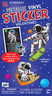 Mello Smello Valentine Mettalic Vinyl Astronaut Sticker - 16 Count - Image 1