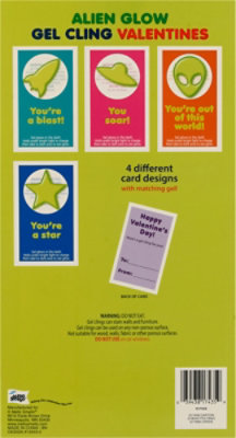 Mello Smello Gel Cling Valentines Alien Glow Ages 3+ Cards - 16 Count - Image 3