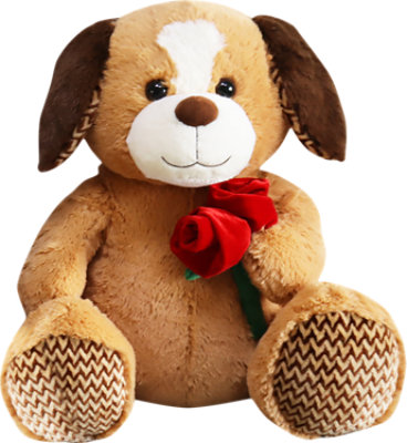Signature SELECT 22 Inch Bear Dog with Rose Brown Plush Toy - Each - Image 1
