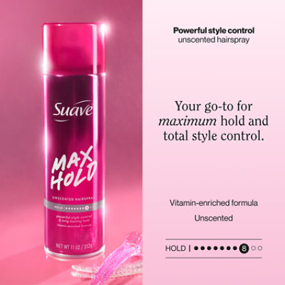 Suave Max Hold All Hair Types For Women Aerosol Unscented Hairspray - 11 Oz - Image 2