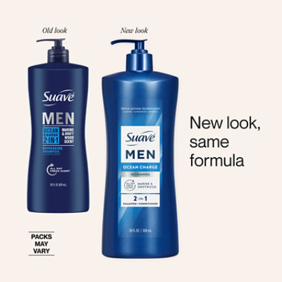 Suave Men Ocean Charge Refreshing 2 In 1 Shampoo & Conditioner Pump - 28 Fl. Oz. - Image 4