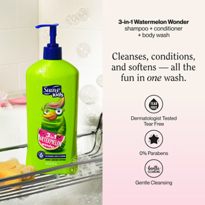 Suave Kids  3 in 1 Watermelon Wonder Shampoo Conditioner & Body Wash Pump - 18 Fl. Oz. - Image 2