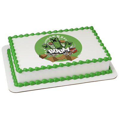 MINECRAFT Boom Image Photo Cake - Image 1
