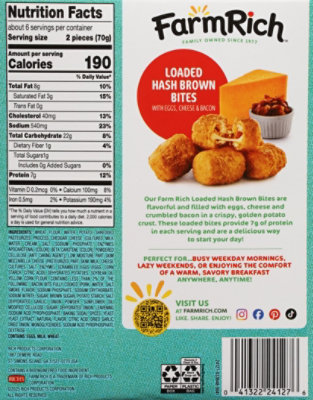 Farm Rich Loaded Hashbrown Bites With Egg, Cheese And Bacon, 13.6 Oz - 13.6 OZ - Image 8
