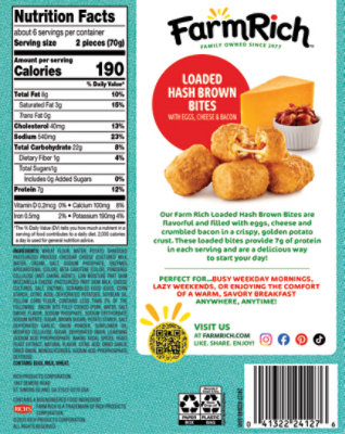 Farm Rich Loaded Hashbrown Bites With Egg, Cheese And Bacon, 13.6 Oz - 13.6 OZ - Image 2
