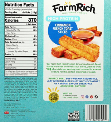 Farm Rich High Protein Cinnamon French Toast Sticks, 18.4 Oz, 4 Count - 18.4 OZ - Image 8