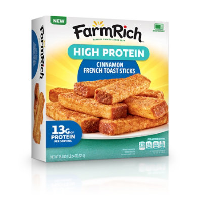 Farm Rich High Protein Cinnamon French Toast Sticks, 18.4 Oz, 4 Count - 18.4 OZ - Image 1
