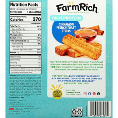 Farm Rich High Protein Cinnamon French Toast Sticks, 18.4 Oz, 4 Count - 18.4 OZ - Image 3