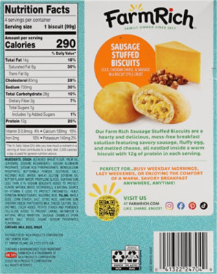 Farm Rich Sausage Stuffed Biscuits, 14 Oz, 4 Count - 14 OZ - Image 8