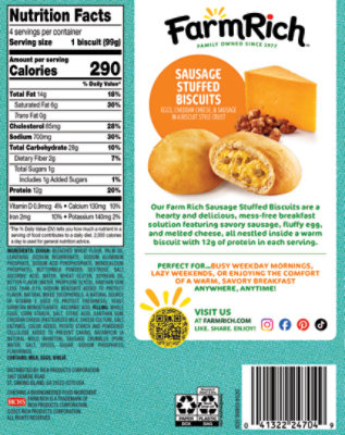 Farm Rich Sausage Stuffed Biscuits, 14 Oz, 4 Count - 14 OZ - Image 2