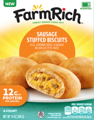 Farm Rich Sausage Stuffed Biscuits, 14 Oz, 4 Count - 14 OZ - Image 3