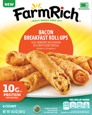 Farm Rich Bacon Breakfast Roll-ups, 10.8 Oz, 6 Count - 10.8 OZ - Image 4
