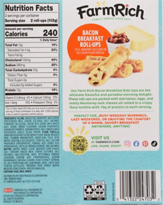 Farm Rich Bacon Breakfast Roll-ups, 10.8 Oz, 6 Count - 10.8 OZ - Image 8