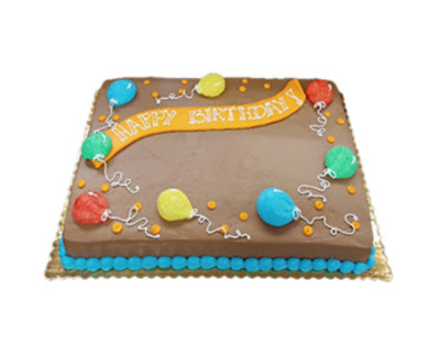 Chocolate Iced with Balloons and Happy Birthday Banner - Image 1