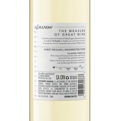 14 Hands Sweet Riesling Wine - 750 ML - Image 3