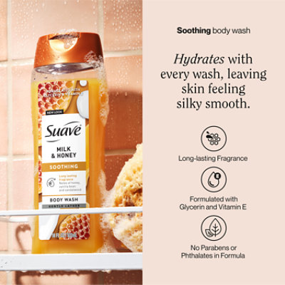 Suave Milk & Honey With Glycerin & Vitamin E Moisturizing Body Wash - 18 Fl. Oz. - Image 2