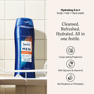 Suave Men 3in1 Hair Body Face Body Wash - 18 FZ - Image 2