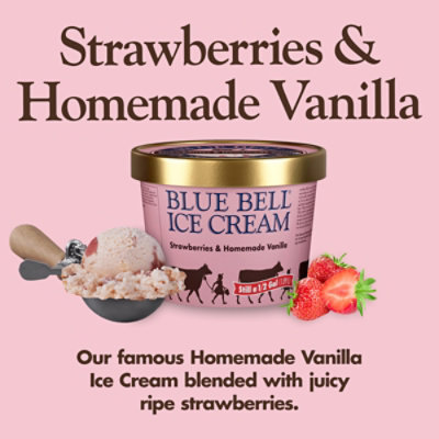 Blue Bell Strawberries & Homemade Vanilla Ice Cream - Half Gallon - HG - Image 2