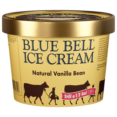 Blue Bell Natural Vanilla Bean Ice Cream - Half Gallon - HG - Image 1