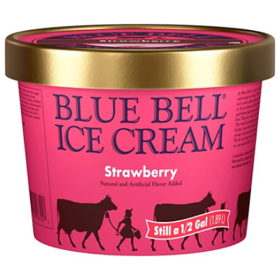 Blue Bell Strawberry Ice Cream - Half Gallon - HG - Image 1