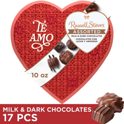 Russell Stover Astd Chocolate Te Amo Heart - 10 OZ - Image 1