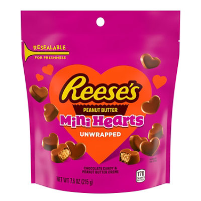 Reese's Unwrapped Chocolate Peanut Butter Creme Mini Hearts Valentine's Candy Bag - 7.6 Oz - Image 1