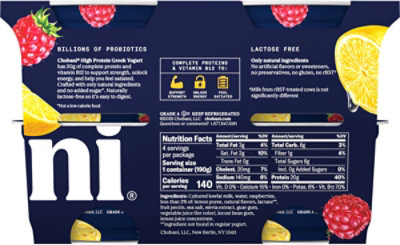 Chobani 20g Protein Lowfat Greek Yogurt Raspberry Lemon 6.7oz 4pk - 4-6.7OZ - Image 5