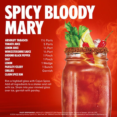 Absolut Chili Pepper Flavored Vodka Tabasco - 750 ML - Image 2