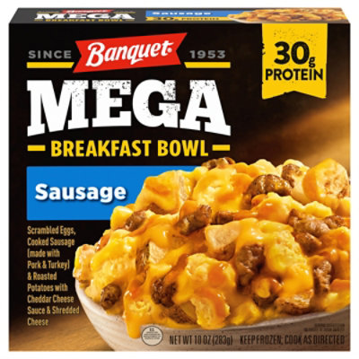 Banquet Mega Breakfast Bowl Sausage, Frozen Meal, 30g Protein, 10 Oz. Bowl - 10 OZ - Image 2
