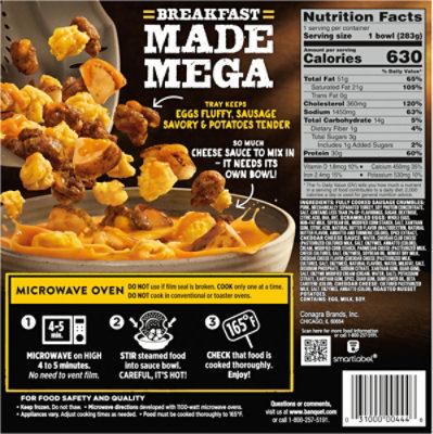 Banquet Mega Breakfast Bowl Sausage, Frozen Meal, 30g Protein, 10 Oz. Bowl - 10 OZ - Image 5