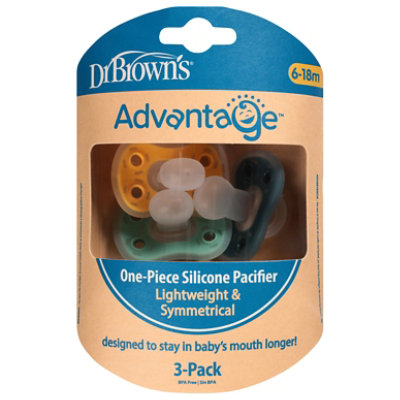 Advantage One-piece Pacifiers, Stage 2,  Neutral, 3-pack - 3 CT - Image 1