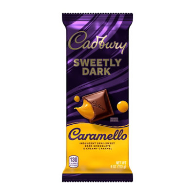 CADBURY CARAMELLO SWEETLY DARK Semi-Sweet Dark Chocolate Caramel Candy Bar - 4 OZ - Image 1