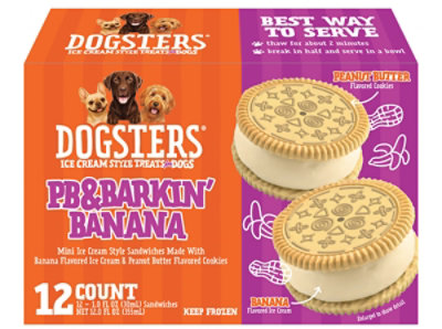 Dogsters Pb And Barkin Banana Mini Ice Cream Sandwiches 12ct, 12 Fz - 12 FZ - Image 1