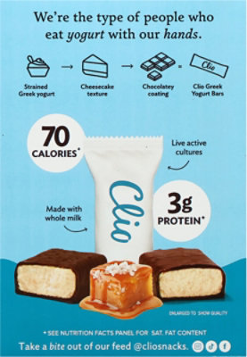 Clio Snacks Co. Mini Greek Yogurt Bars Dipped In Milk Chocolate Salted Caramel, 8-.78 Oz, 6.21 Oz - 6.21 OZ - Image 5