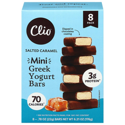 Clio Snacks Co. Mini Greek Yogurt Bars Dipped In Milk Chocolate Salted Caramel, 8-.78 Oz, 6.21 Oz - 6.21 OZ - Image 1