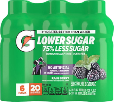 Gatorade Lower Sugar Electrolyte Sport Drink Rain Berry  - 6-20 Fl. Oz. - Image 1